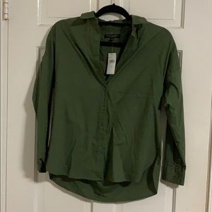Olive green button down